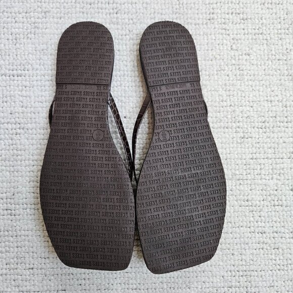 TKEES Square Toe Lily Croc Thong Sandal Flip Flop Brown Carob US 10 EU 41 Unworn - Picture 6 of 8